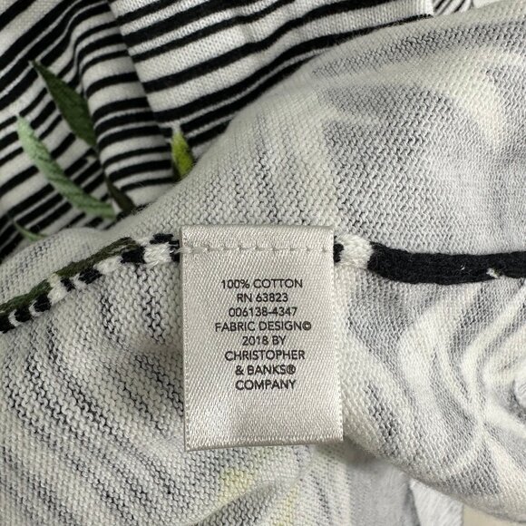 3/$25 CJ Banks Cardigan Sweater 3X Cotton Button Down 3/4 Sleeves Striped Leaves - Picture 7 of 7